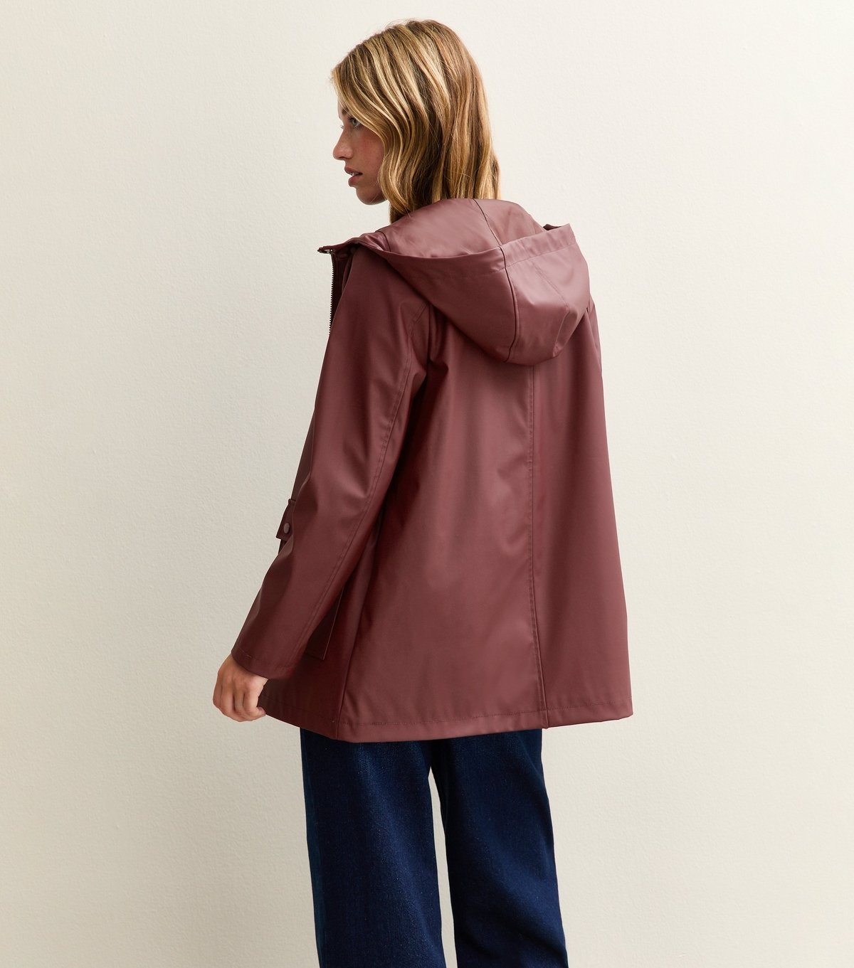 New Look Women's Burgundy Water Resistant Drawstring Hood Rain Anorak New Look - 4