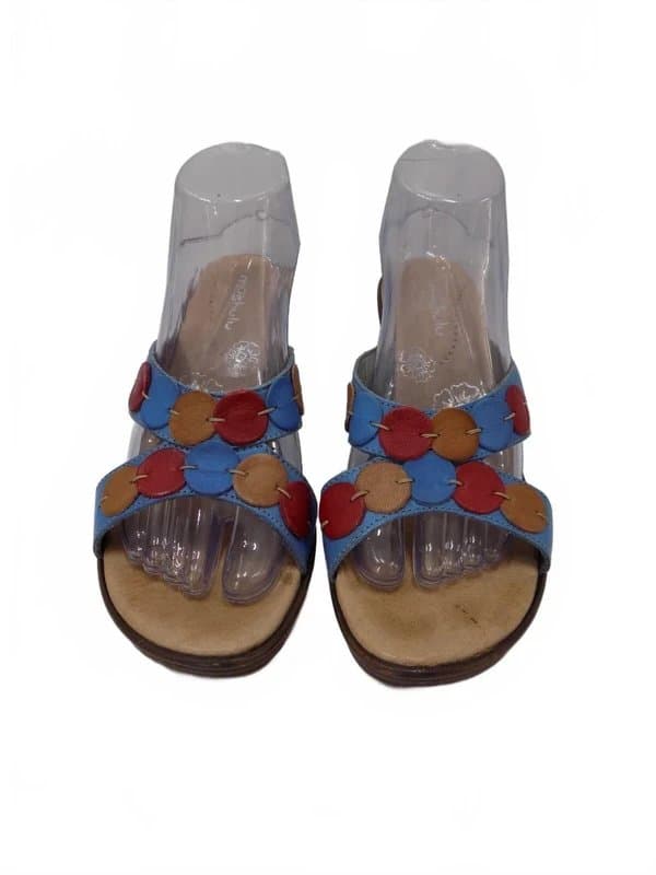 Moshulu Moshulu Sandals Wedge Heel Uk 7 EU 41 Womens Blue Leather Open Toe Strappy Mule