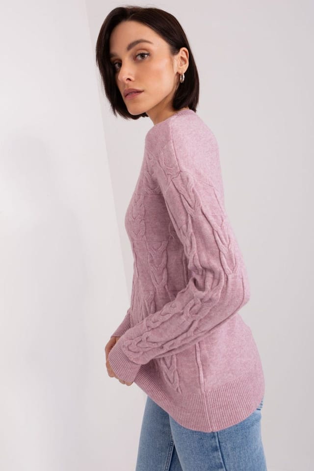 Love Lace Love Lace Women's Round Neck Patterned Pullover Sweater in Violet - 2