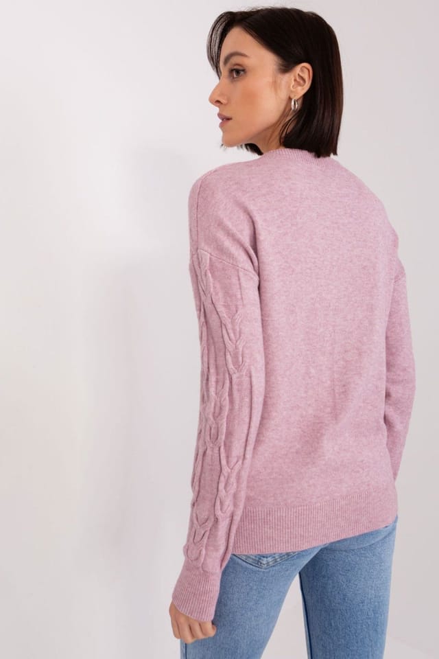Love Lace Love Lace Women's Round Neck Patterned Pullover Sweater in Violet - 3