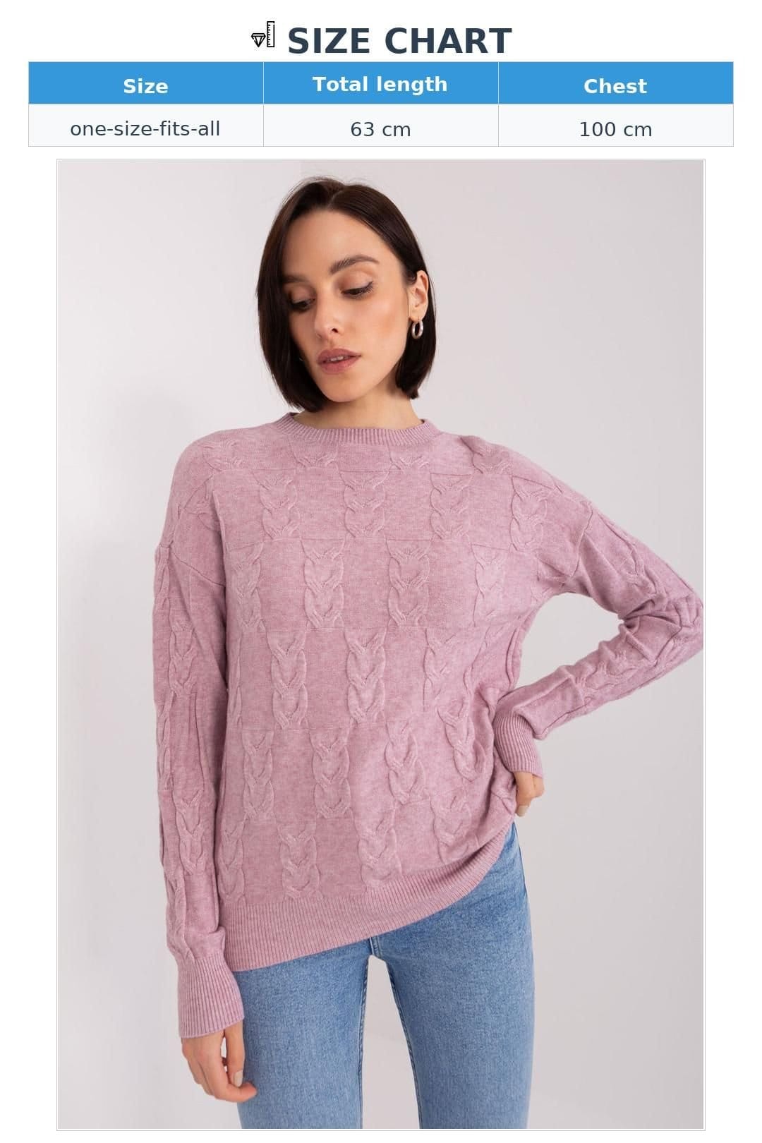Love Lace Love Lace Women's Round Neck Patterned Pullover Sweater in Violet - 4