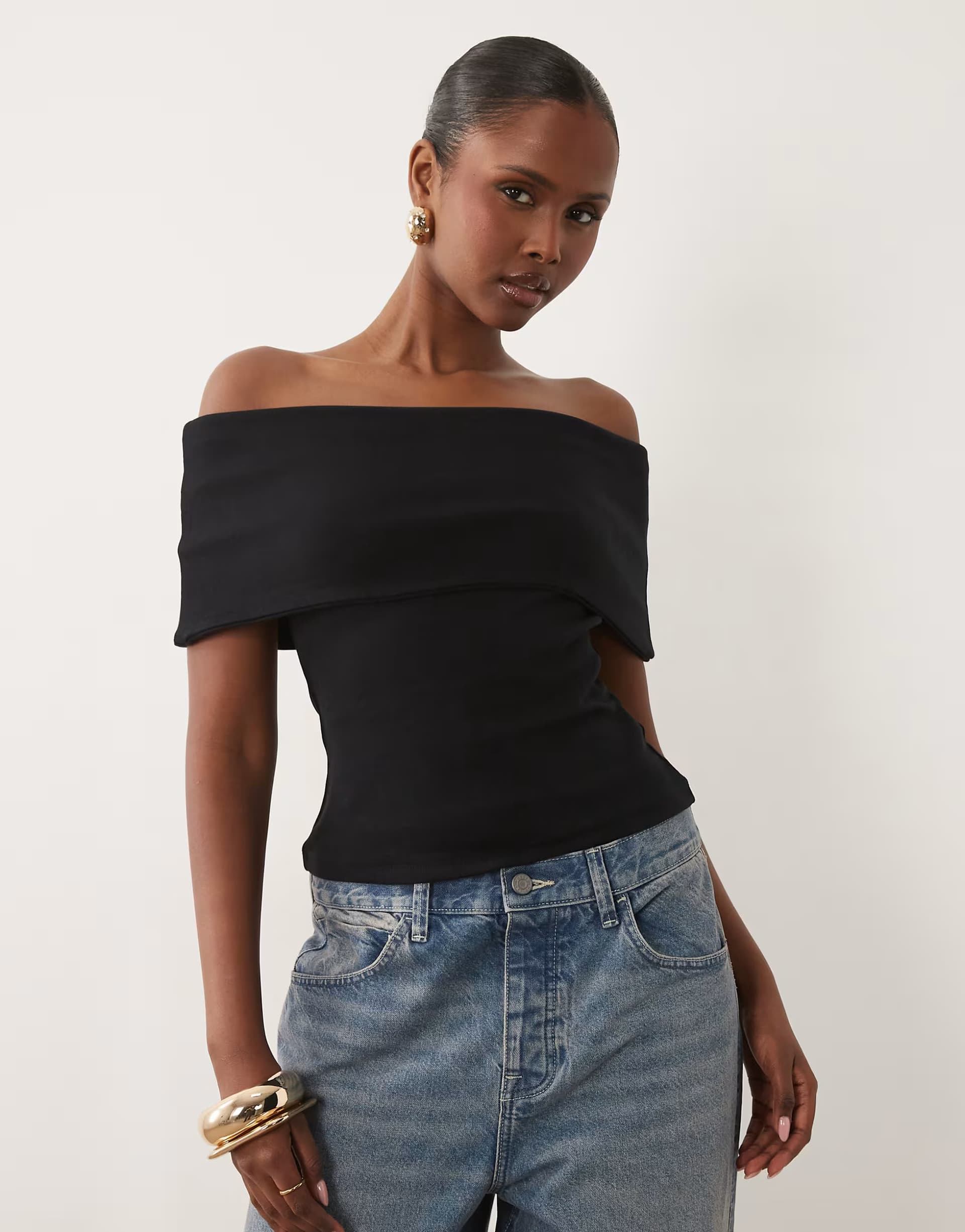 ASOS ASOS Black Cotton Bardot Top