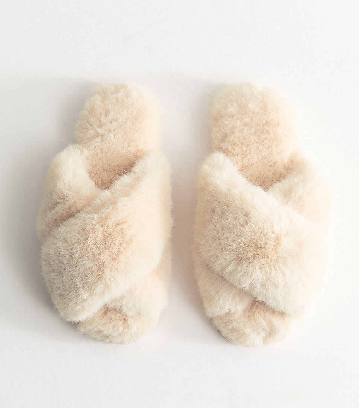 New Look Women's Off White Faux Fur Slider Slippers Vegan New Look - 1