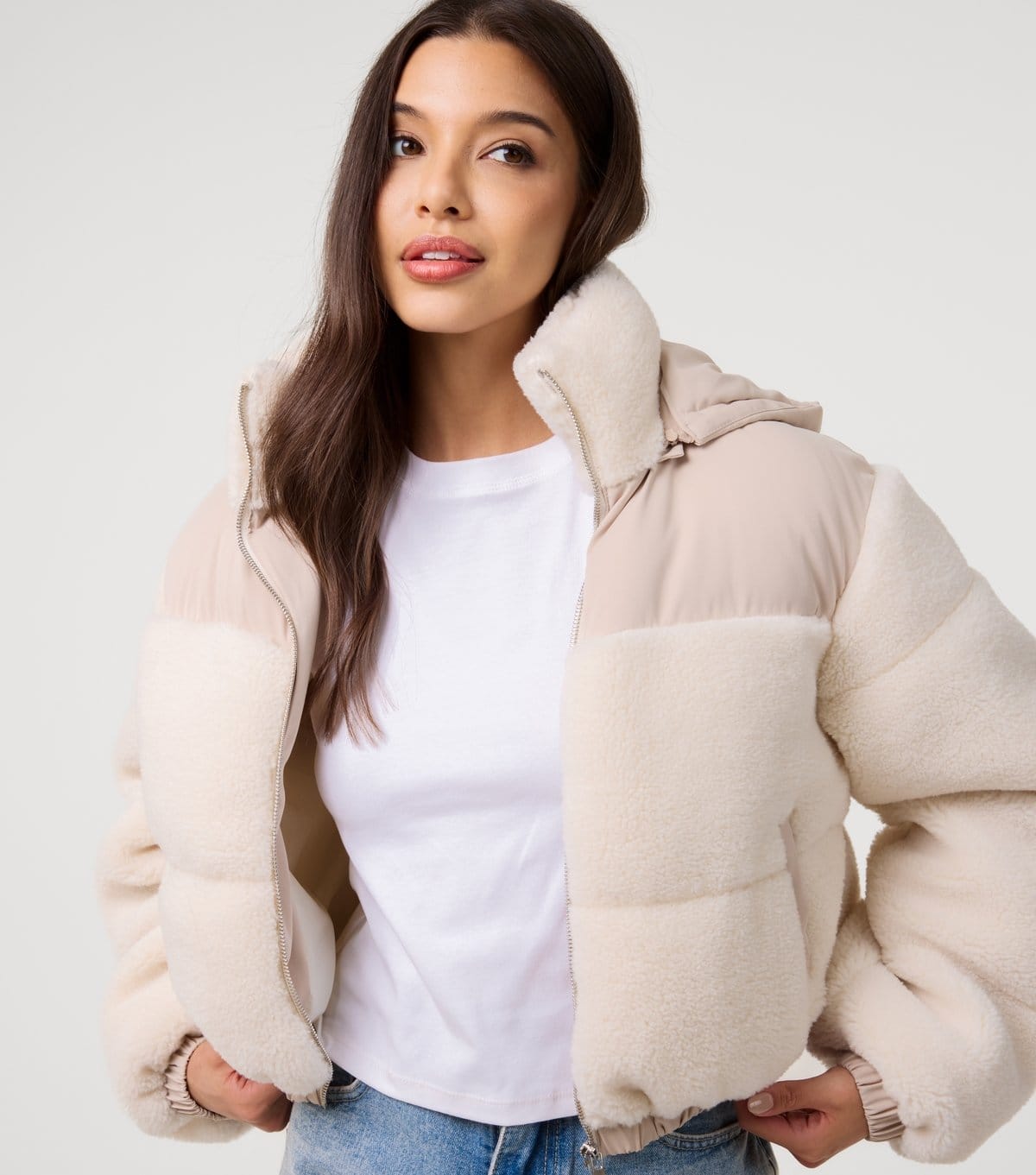 Pink Vanilla Cream Faux Fur Hooded Coat
