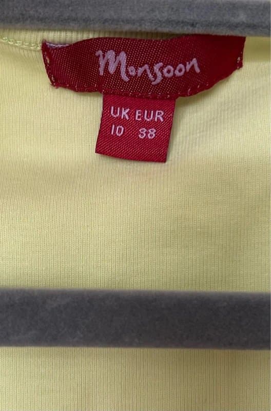 Monsoon Monsoon, Pale Lime Green/Yellow, Vintage Y2K Beaded V-Neck Top, Size 10