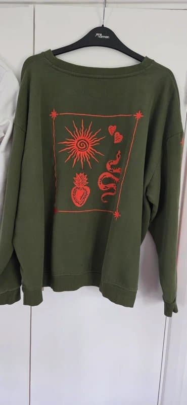 Never Fully Dressed Never fully dressed khaki embroidered sweatshirt