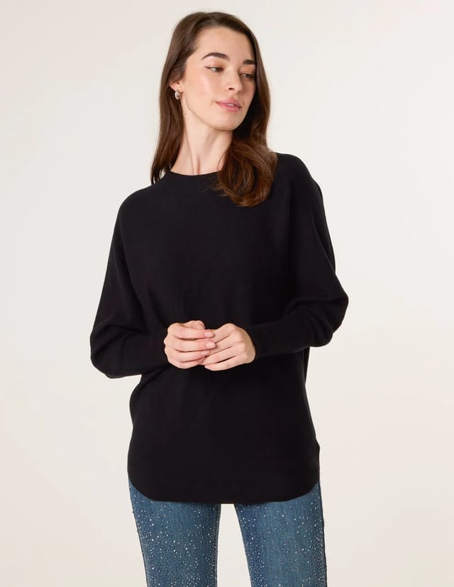 Blue Vanilla Batwing Jumper With Back Diamante Detailing - 2