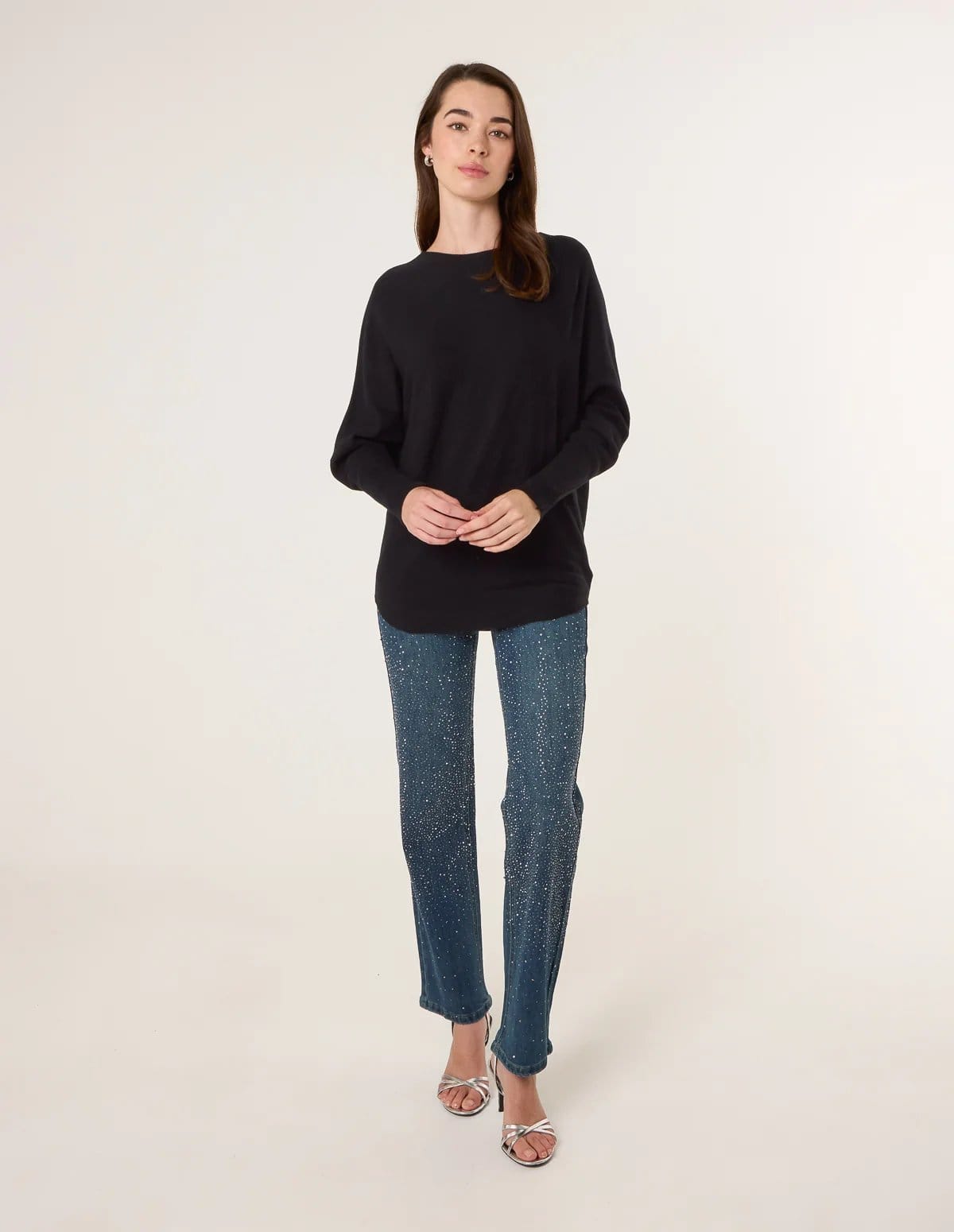 Blue Vanilla Batwing Jumper With Back Diamante Detailing - 4