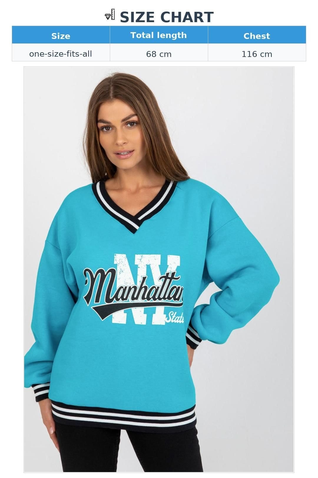 Love Lace Love Lace Women's V Neck Cotton Poly Fleece Sweatshirt in Blue - 4