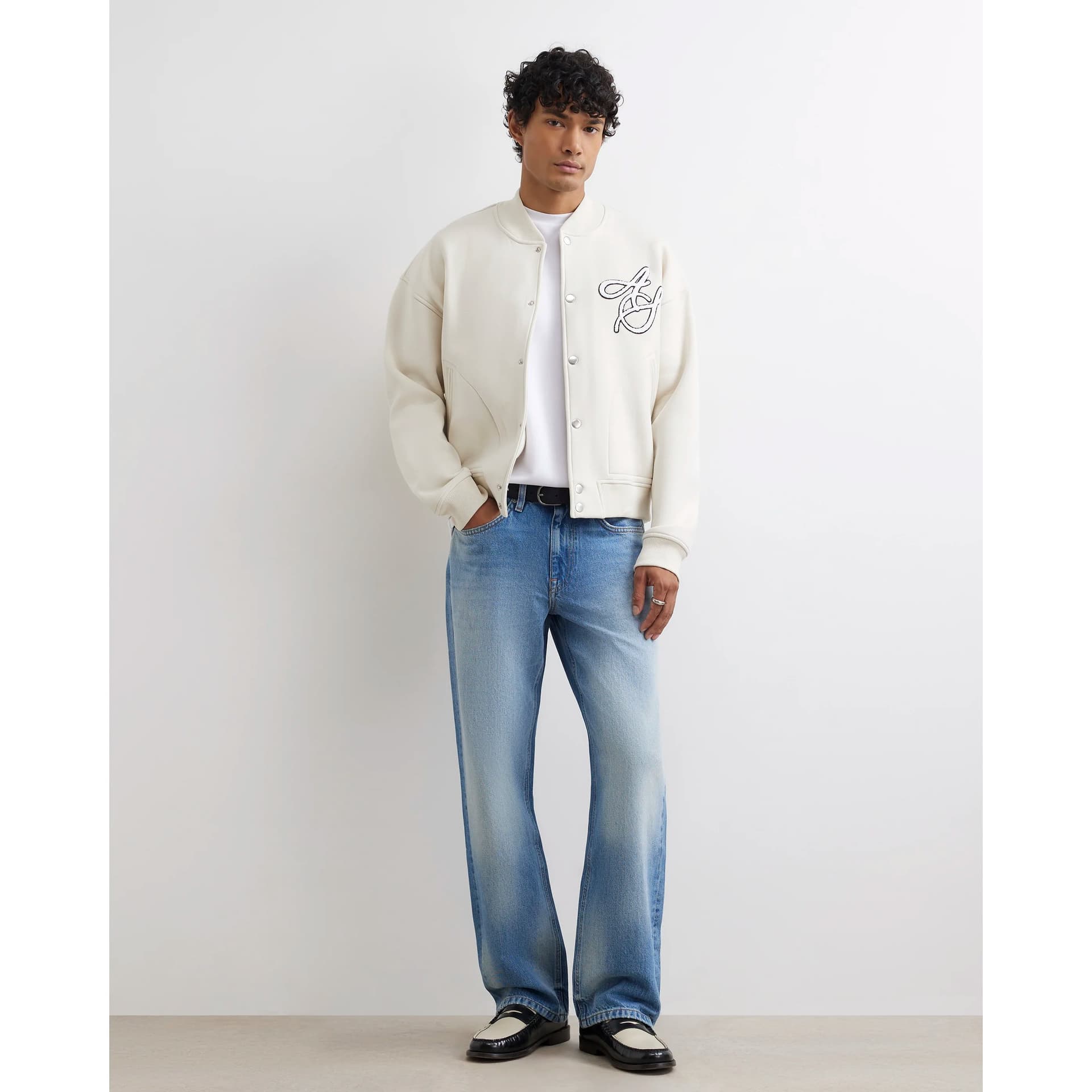 River Island Mens River Island Blue Loose Fit Mid Wash Jeans