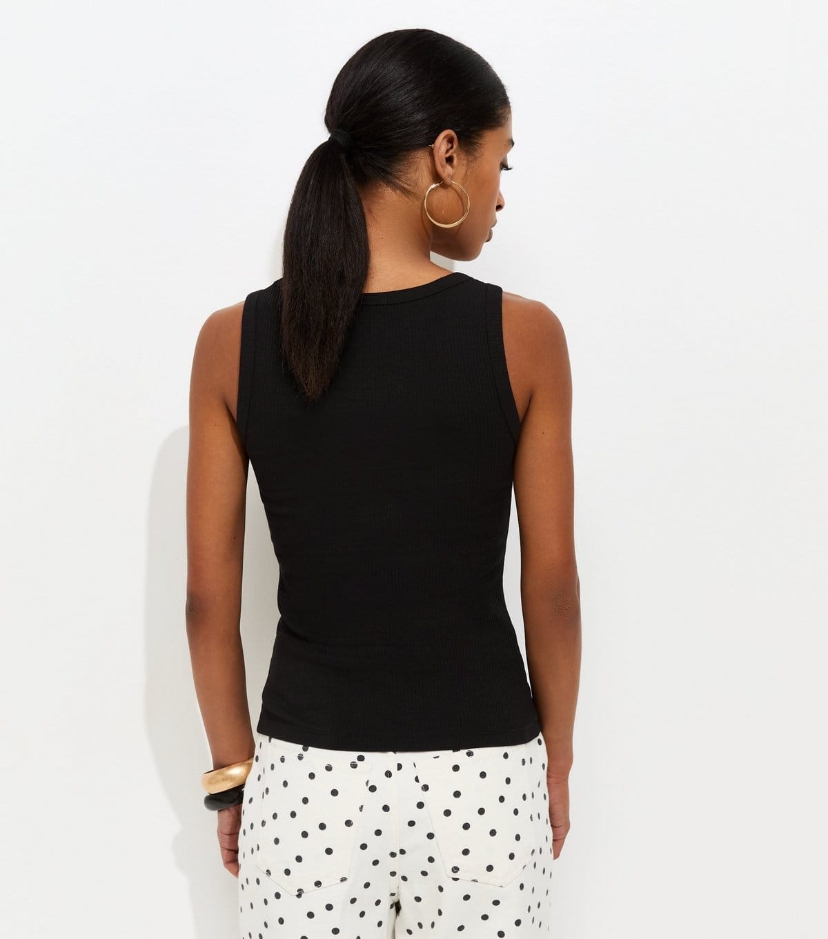 New Look Women's Black Ribbed Cotton Rich Square Neck Vest New Look - 4