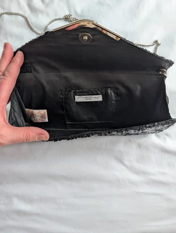 New Look New Look black sequin clutch bag