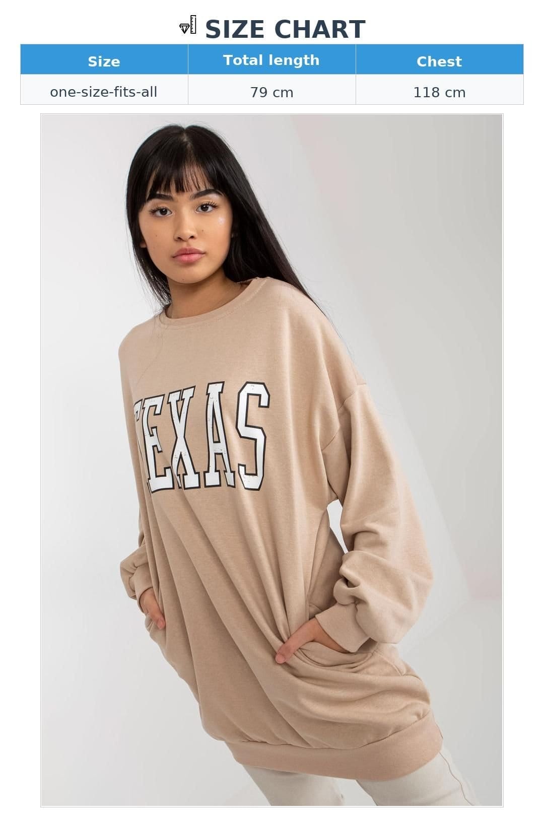 Love Lace Love Lace Women's Long Casual Cotton Blend Sweatshirt with Pockets in Beige - 4