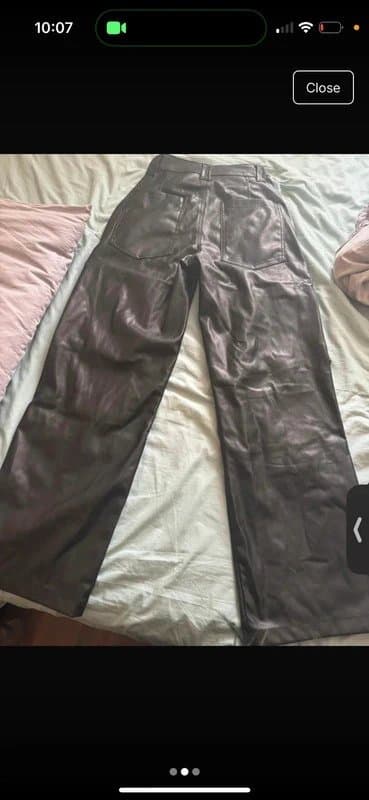Bershka Black leather trousers