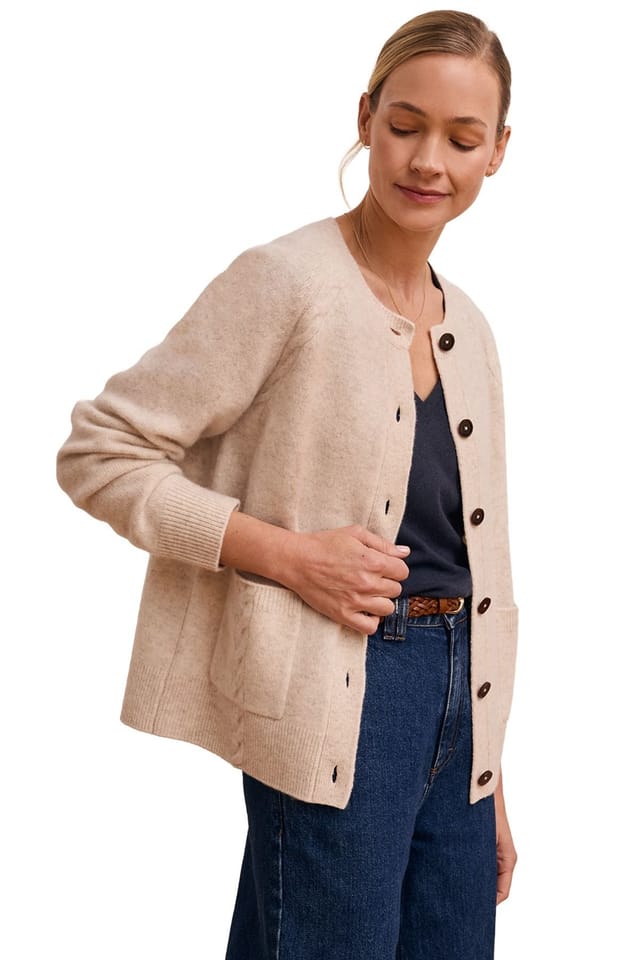 Celtic & Co Celtic & Co Women's Cable Detail Raglan Cardigan in Cream - 2