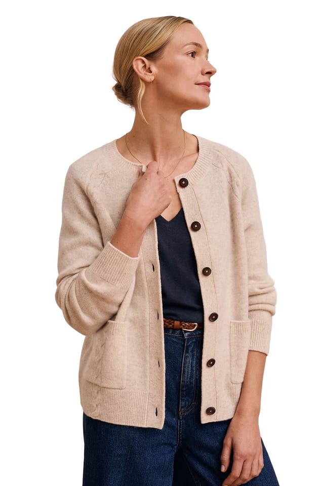 Celtic & Co Celtic & Co Women's Cable Detail Raglan Cardigan in Cream - 3