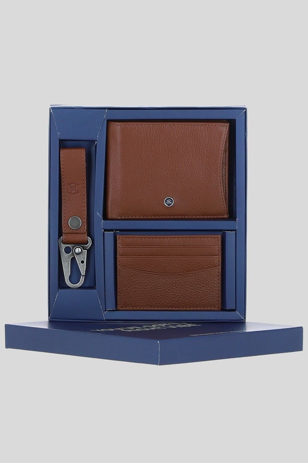 Brampton London Brampton London Men's 'Zeus' Real Leather Gift Set in Tan