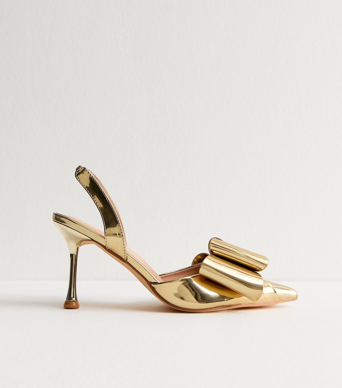 Public Desire Women's Gold Double Tap Bow Court Shoes Public Desire New Look - 2