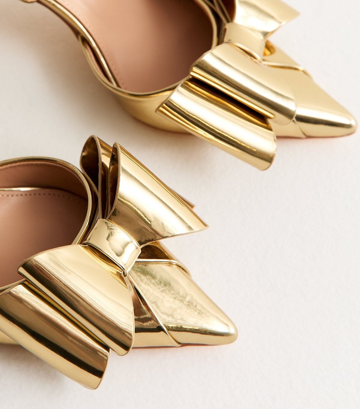 Public Desire Women's Gold Double Tap Bow Court Shoes Public Desire New Look - 3