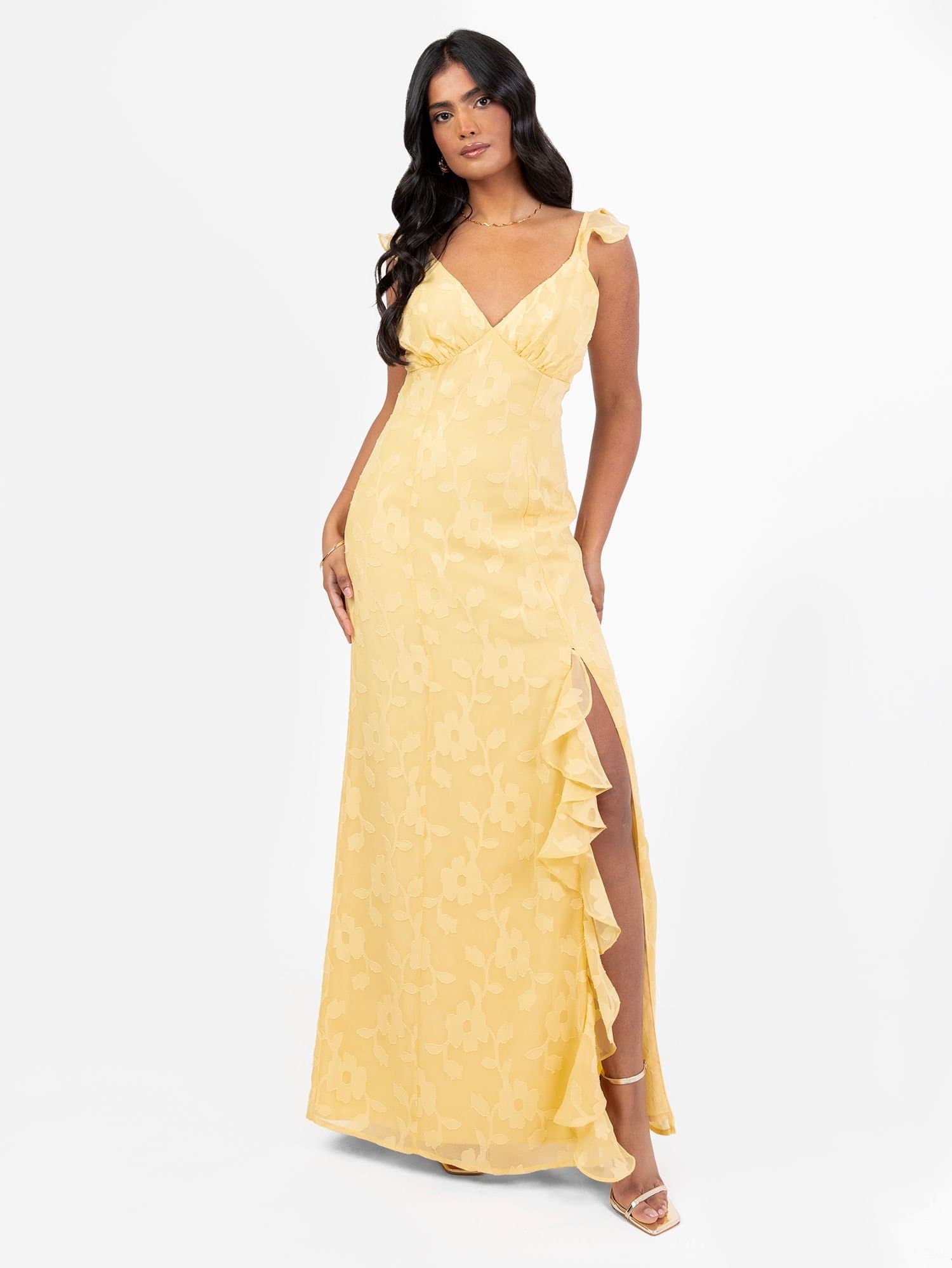 Anaya with Love Anaya with Love Women's Floral Strappy Maxi Dress in Yellow