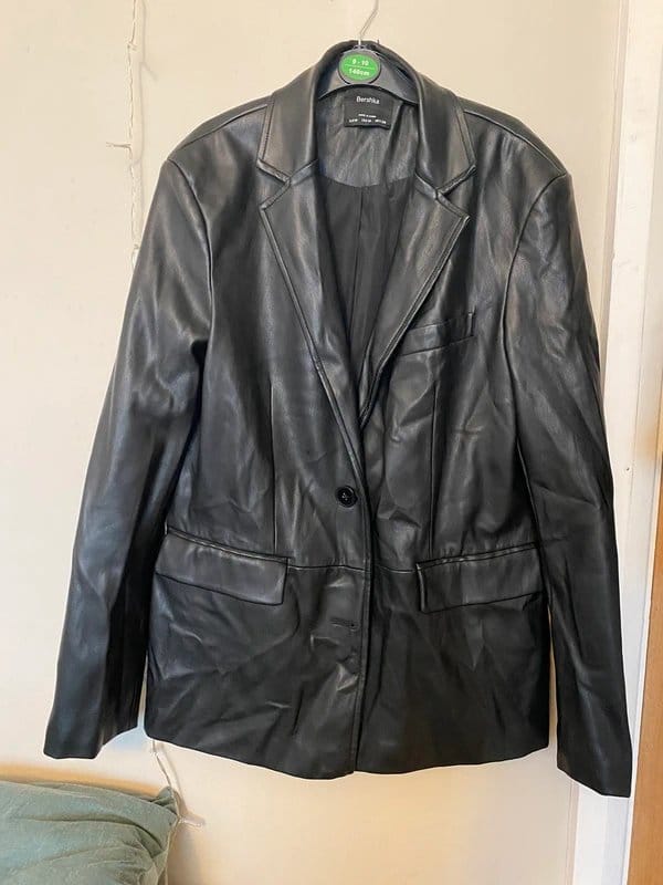 Bershka Black Leather Blazer