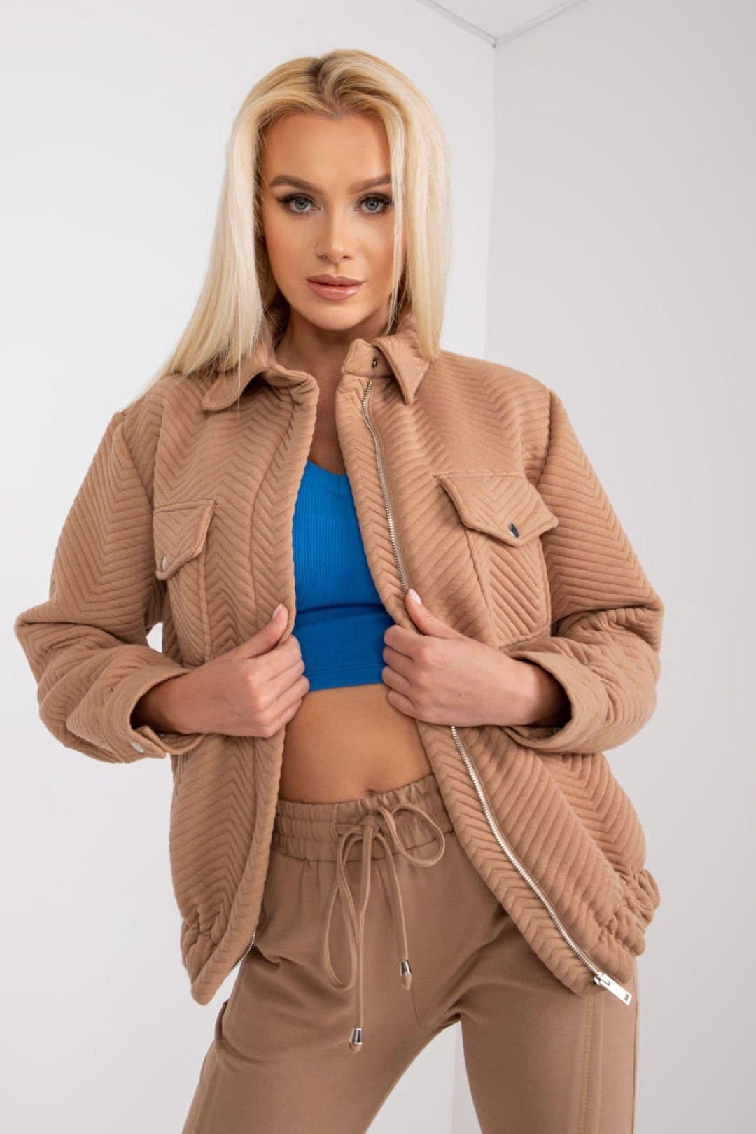 Love Lace Love Lace Women's Quilted Transitional Jacket for Urban Wear in Brown