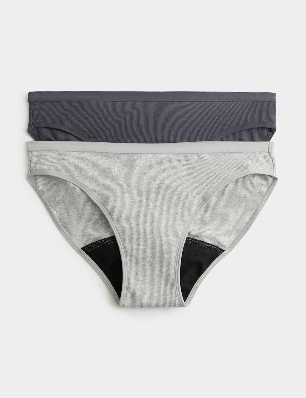 Marks & Spencer M&S Grey Mix Ribbed Period Bikini Knickers