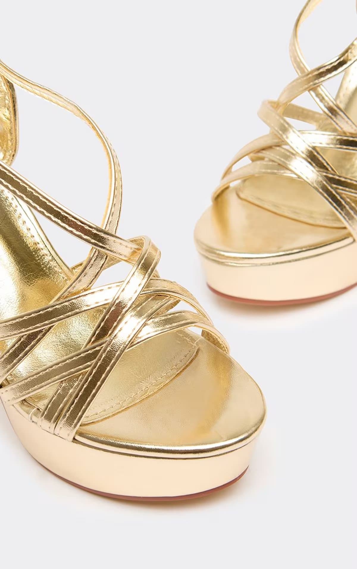 EGO EGO Gold Faux Leather Strappy Stiletto Heels