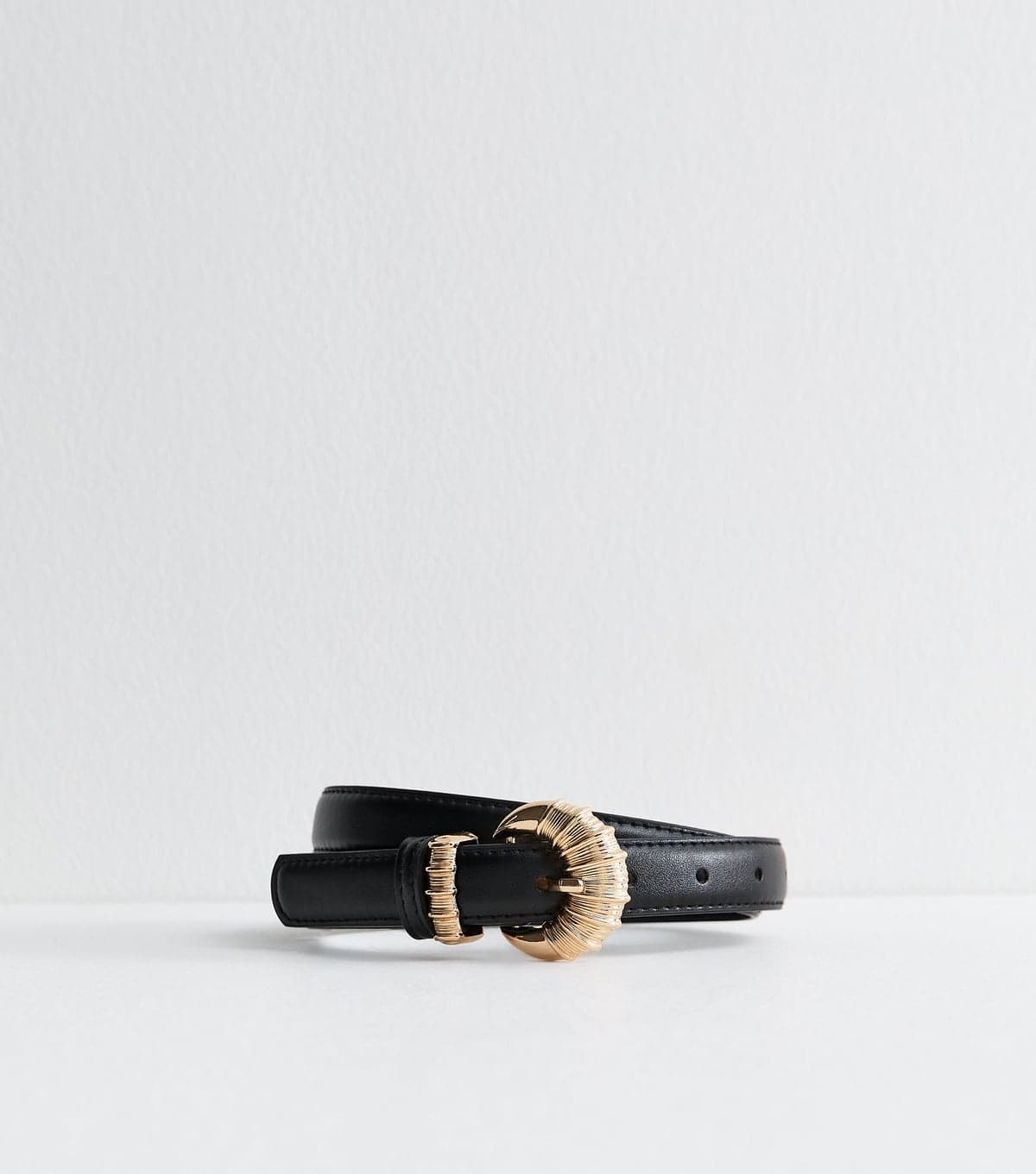 New Look Black Faux Leather Croissant Buckle Belt New Look