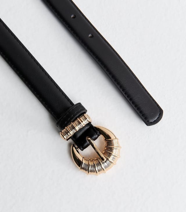 New Look Black Faux Leather Croissant Buckle Belt New Look - 3