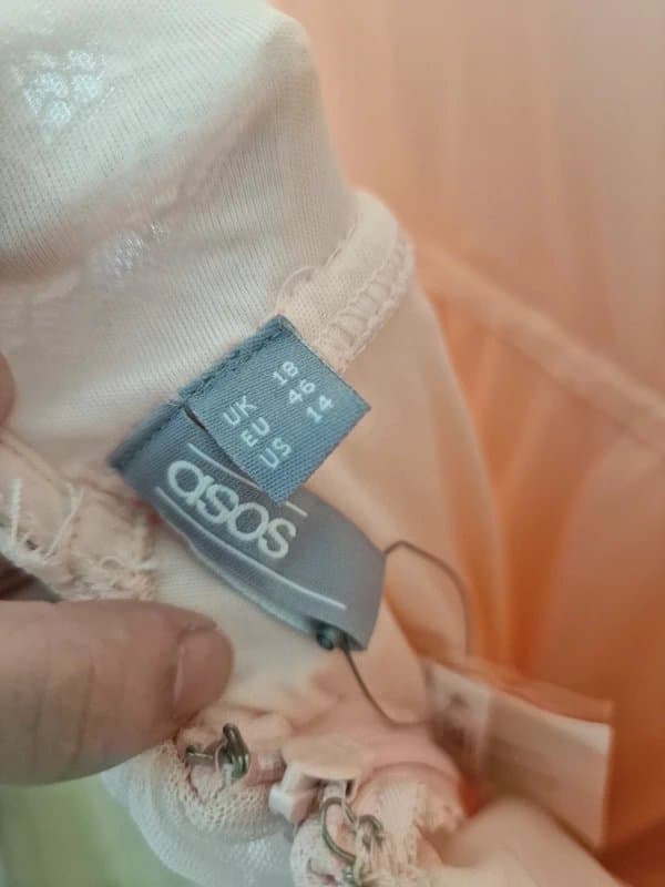 ASOS ASOS Pink Lace and Tulle Open Back Dress - Size 18