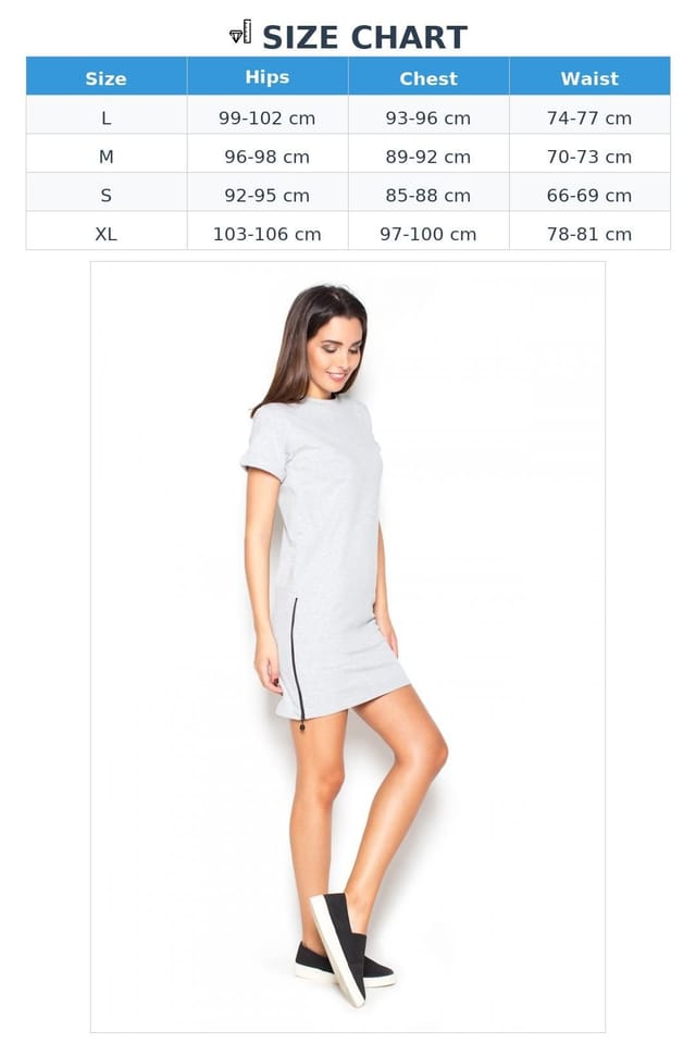 Love Lace Love Lace Women's Straight Short Sleeve Sweatshirt Dress Side Zippers in Grey - 3
