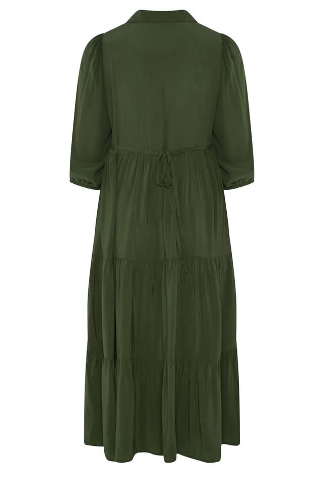 Evans Evans Women's Tiered Maxi Dress in Dark Green - 3