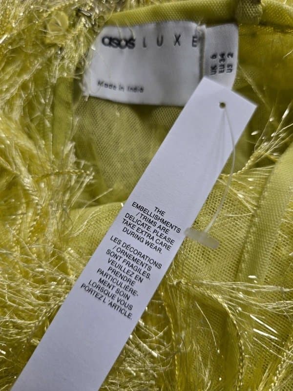 Asos luxe Brand new Asos Luxe faux feather low back cami body in neon. Size 6