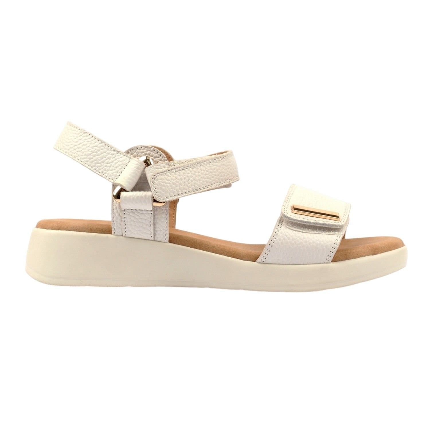 Lunar Lunar White Leather Wedge Sandals