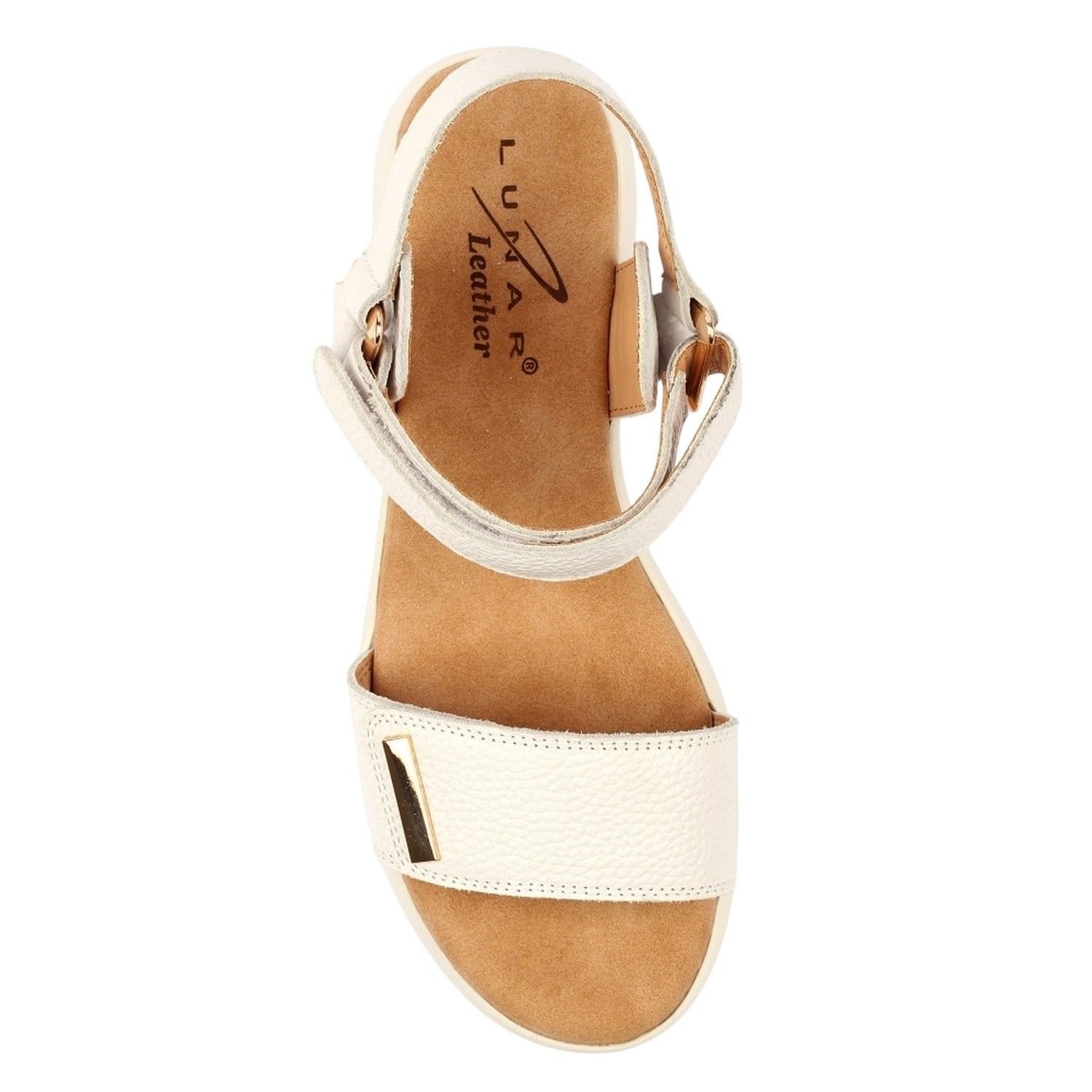Lunar Lunar Women's Lark Leather Wedge Sandals in White - 4