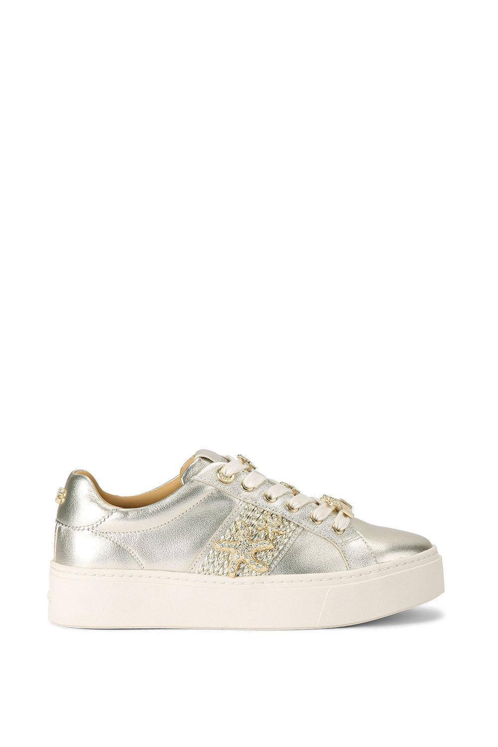 Carvela Carvela Women's 'Marina Sneaker' Leather Trainers in Gold - 4
