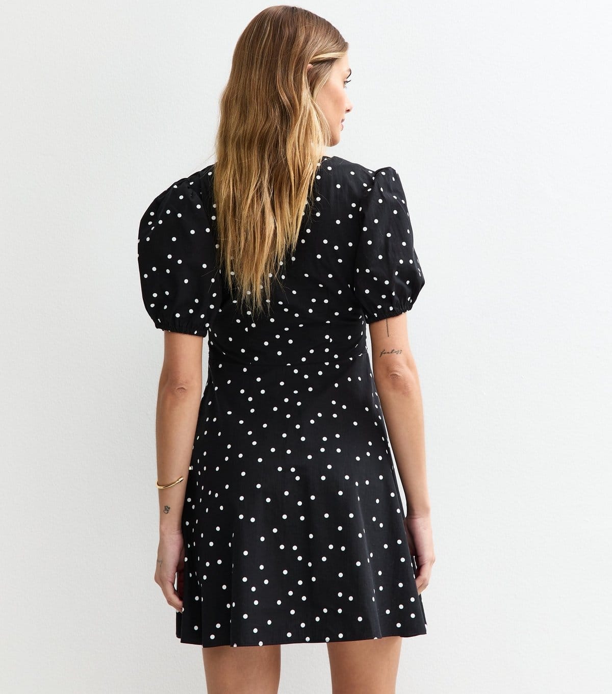 New Look Women's Black Spot Print Bow Front Mini Dress New Look - 4