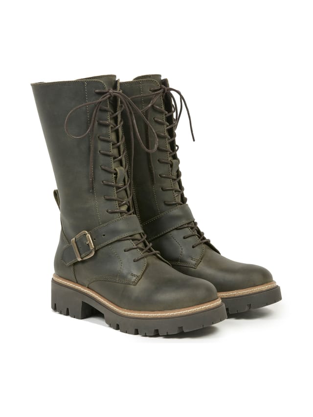 Celtic & Co Celtic & Co Women's Strap Detail Mid Calf Boot in Dark Olive - 2