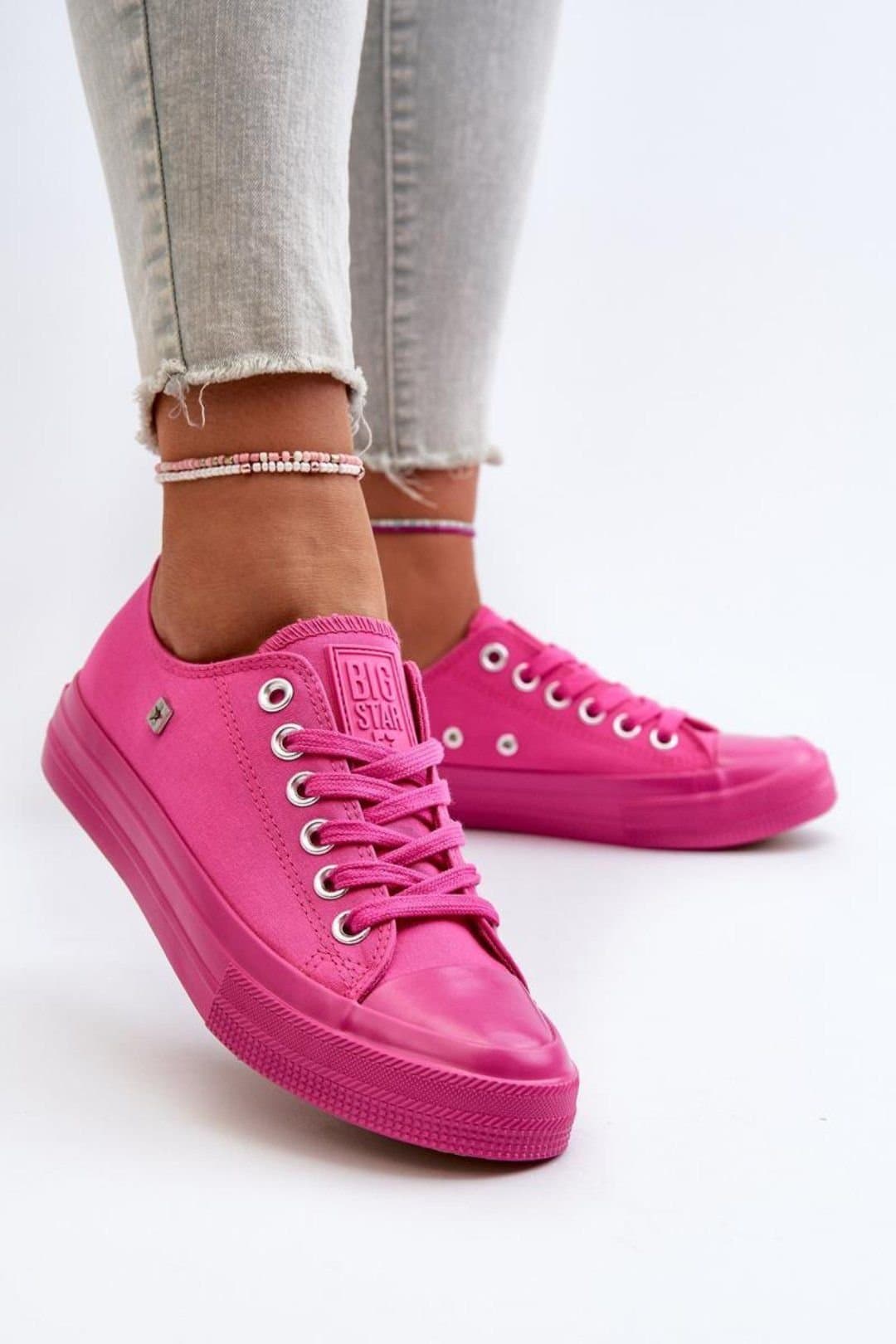 Love Lace Love Lace Women's Minimal Textile Smooth Sneakers on Rubber Sole for Comfort in Pink