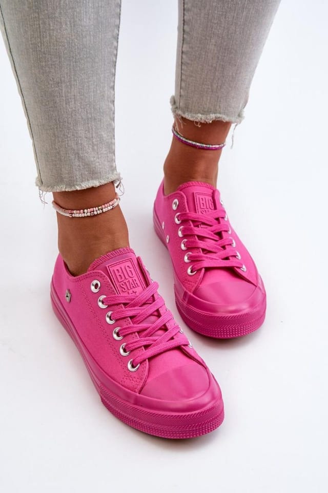 Love Lace Love Lace Women's Minimal Textile Smooth Sneakers on Rubber Sole for Comfort in Pink - 2