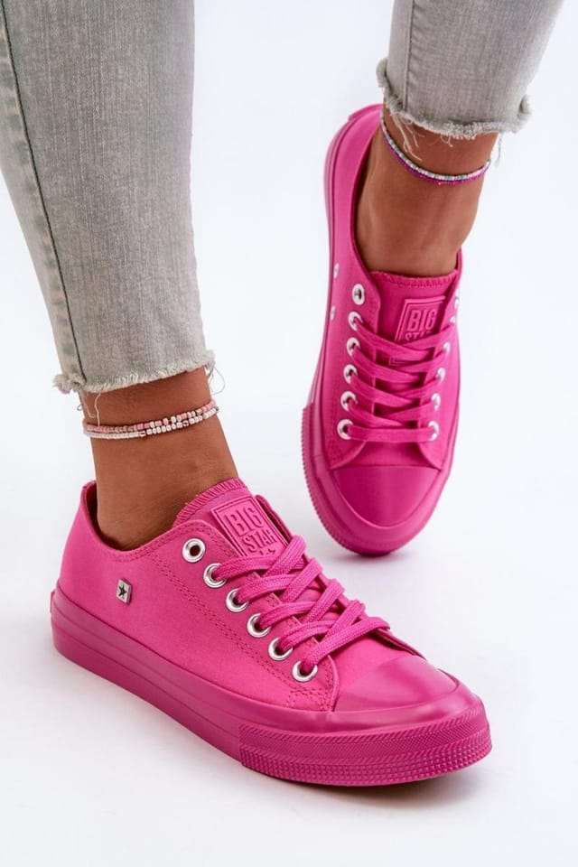 Love Lace Love Lace Women's Minimal Textile Smooth Sneakers on Rubber Sole for Comfort in Pink - 3
