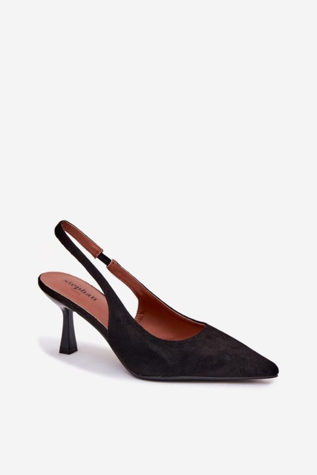 Love Lace Love Lace Women's Heel Sandals Suede Look Pointed Toe Slip On High Heel Elegant in Black - 2