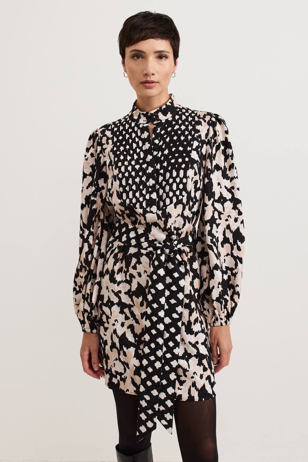 Phase Eight Phase Eight Women's Dolly Mandarin Collar Mini Shirt Dress in Black - 3