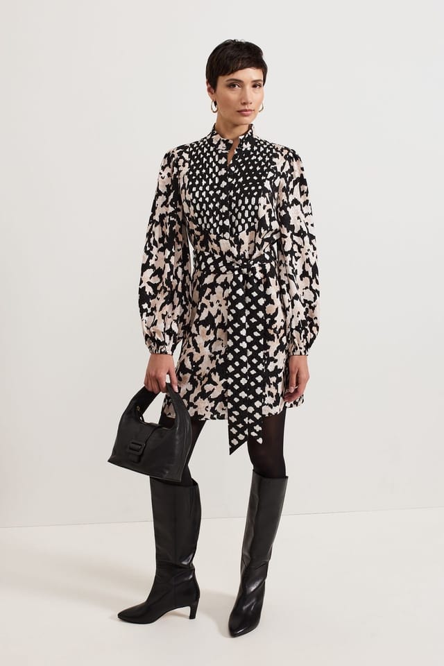 Phase Eight Phase Eight Women's Dolly Mandarin Collar Mini Shirt Dress in Black - 3