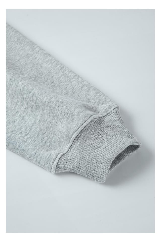 Everyday The Label Everyday The Label Women's Light Grey Solid Loose Crew Neck Fleece Sweatshirt - 2