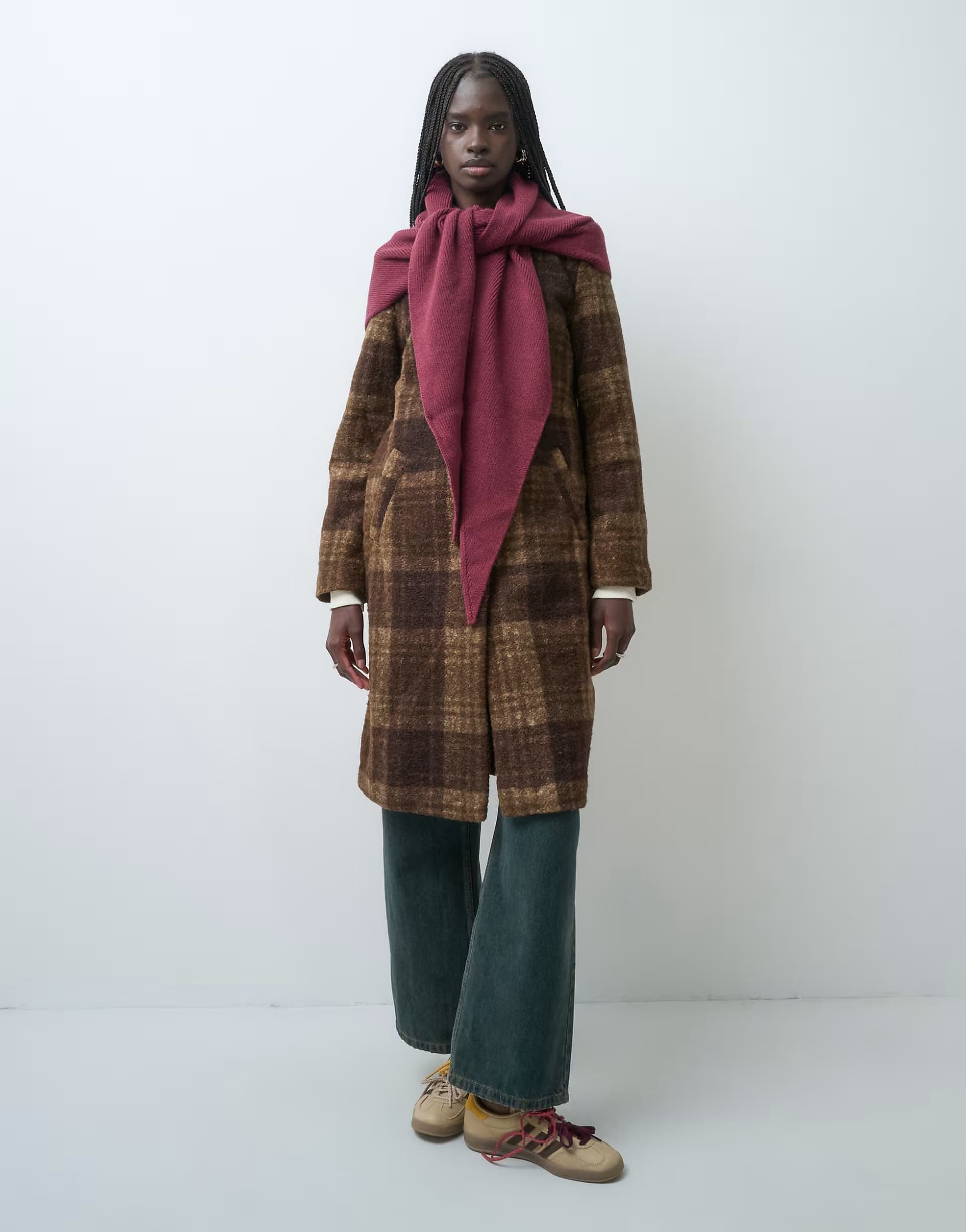 ASOS Pieces large triangle scarf in burgundy