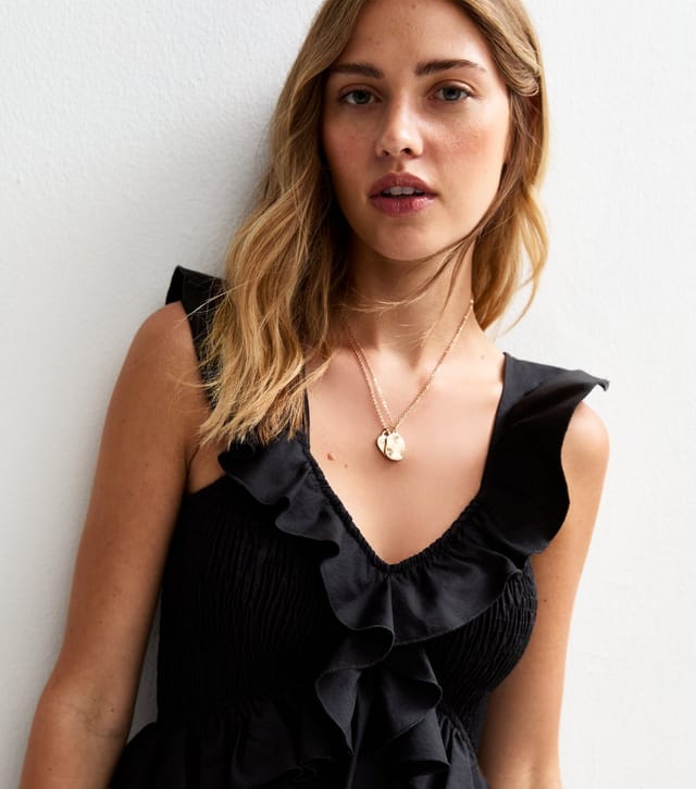 New Look Women's Black Ruffle Trim Shirred Mini Dress New Look - 2