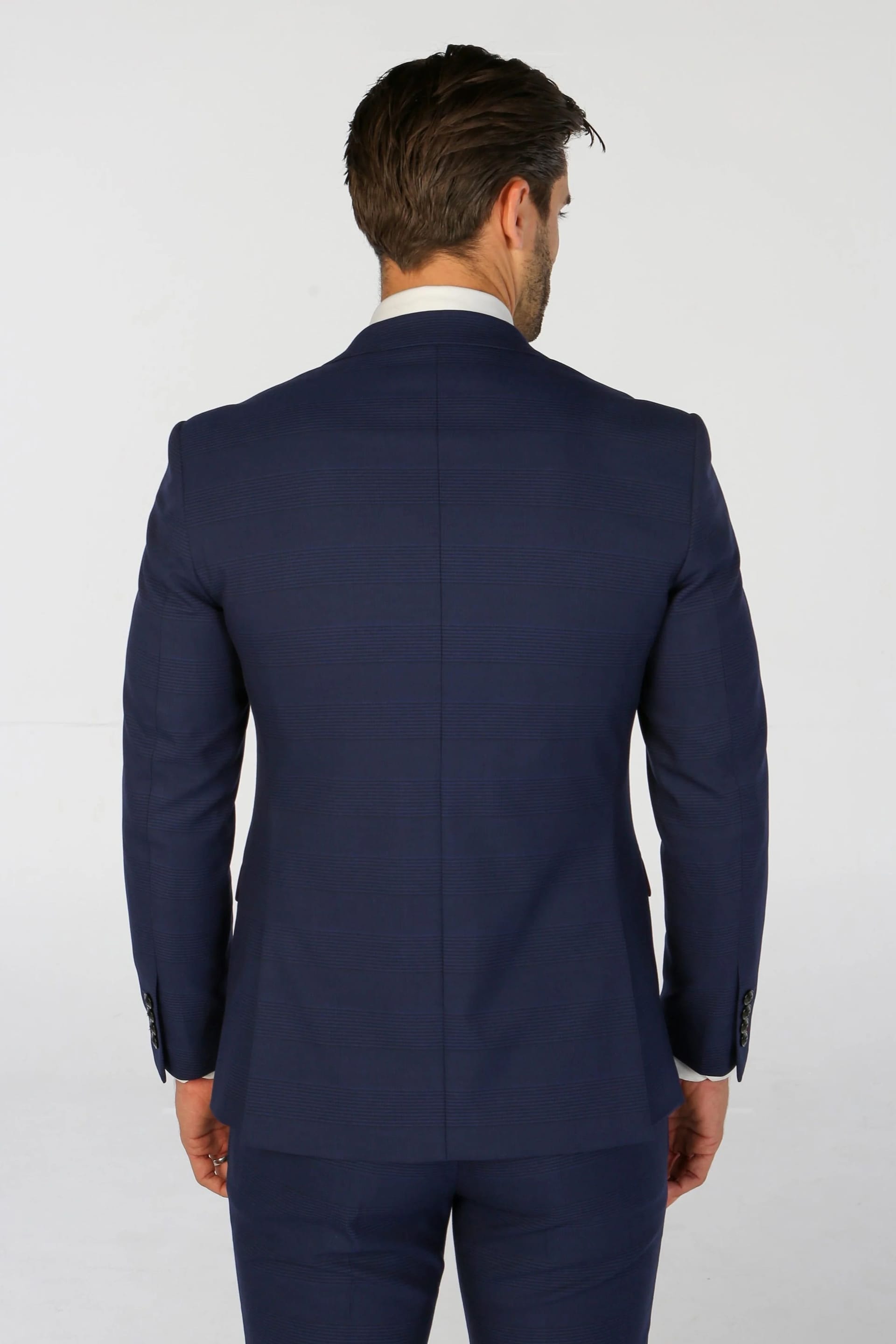 Paul Andrew Paul Andrew Men's Mark Check 2 Button Blazer in Navy - 4