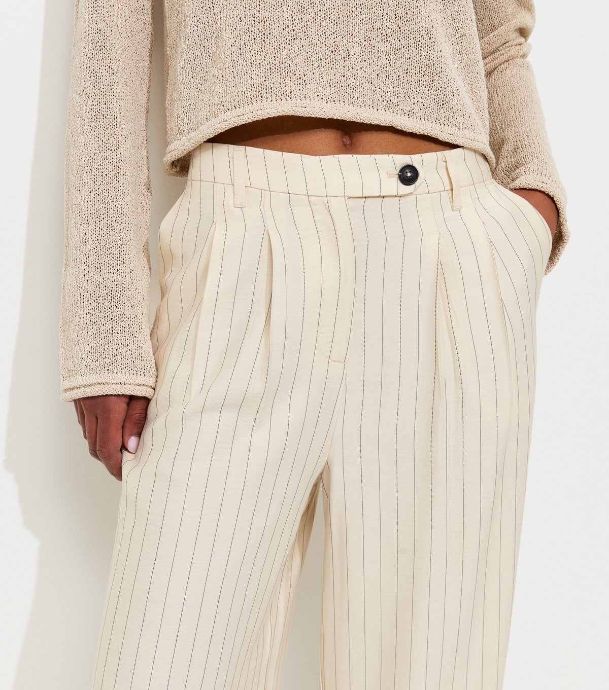 New Look Women's White Wide Leg Stripe Trousers New Look - 4